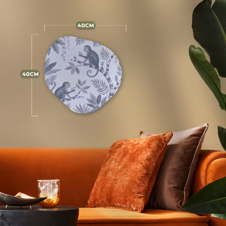 Aap - Boom - Bladeren - Jungle - Illustratie Wandcirkel Organisch Forex 3mm klein -sfeer3