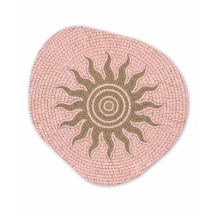 Mozaïek - Zon - Patroon - Klassiek - Roze Wandcirkel Organisch Forex 3mm klein -3d