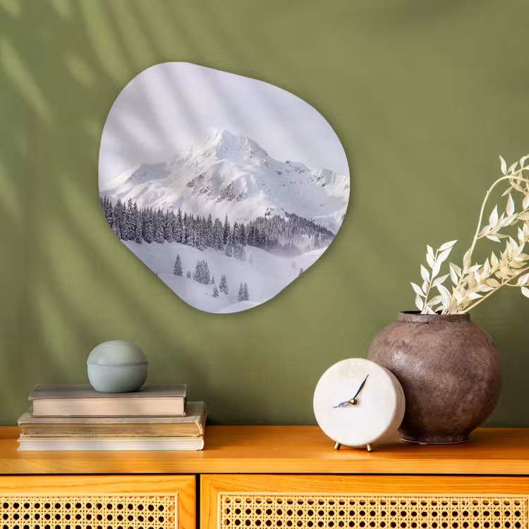 Berg - Sneeuw - Winter - Natuur - Wit Wandcirkel Organisch Forex 3mm klein -sfeer2