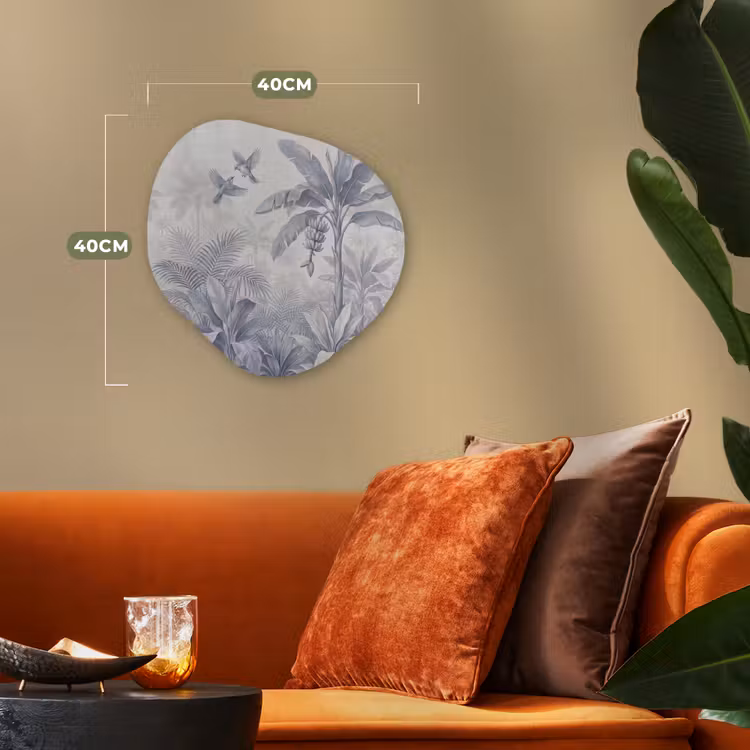Natuur - Vogel - Jungle - Illustratie - Blauw Wandcirkel Organisch Forex 3mm klein -sfeer3