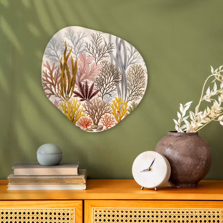 Natuur - Onderwater - Botanisch - Vintage - Kleurrijk Wandcirkel Organisch Forex 3mm klein -sfeer2