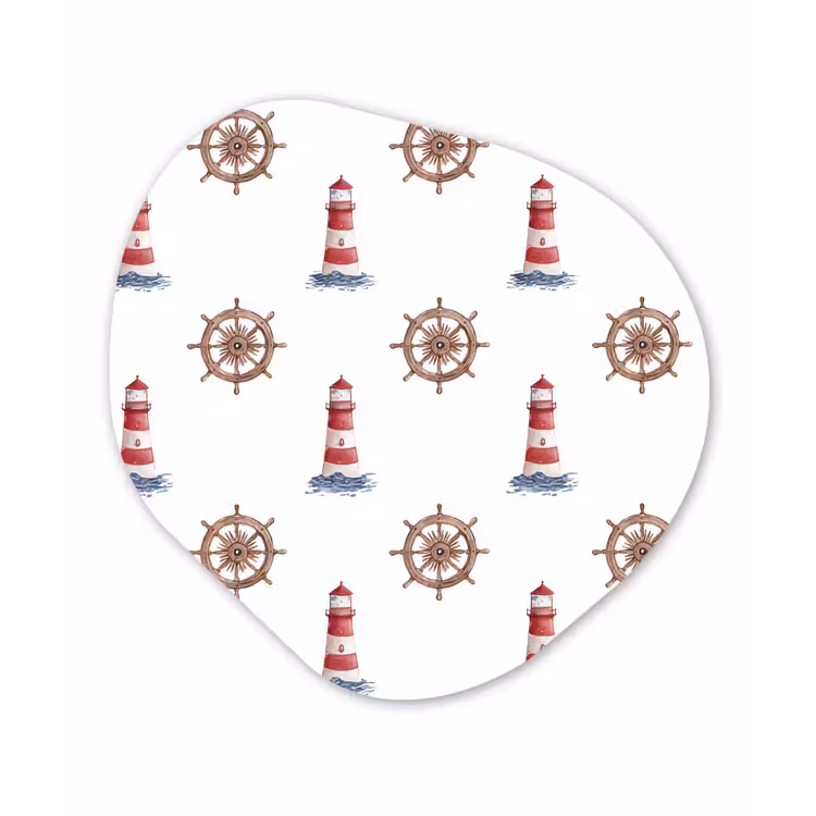 Nautisch - Klassiek - Rood Wandcirkel Organisch Forex 3mm klein 629 -3d