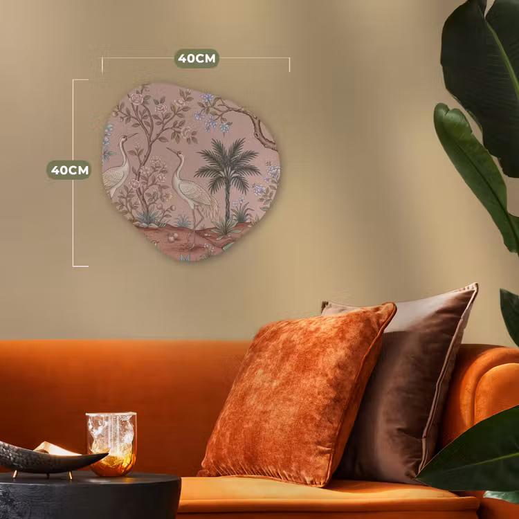 Nostalgisch - Reigers - Roze Wandcirkel Organisch Forex 3mm klein -sfeer3