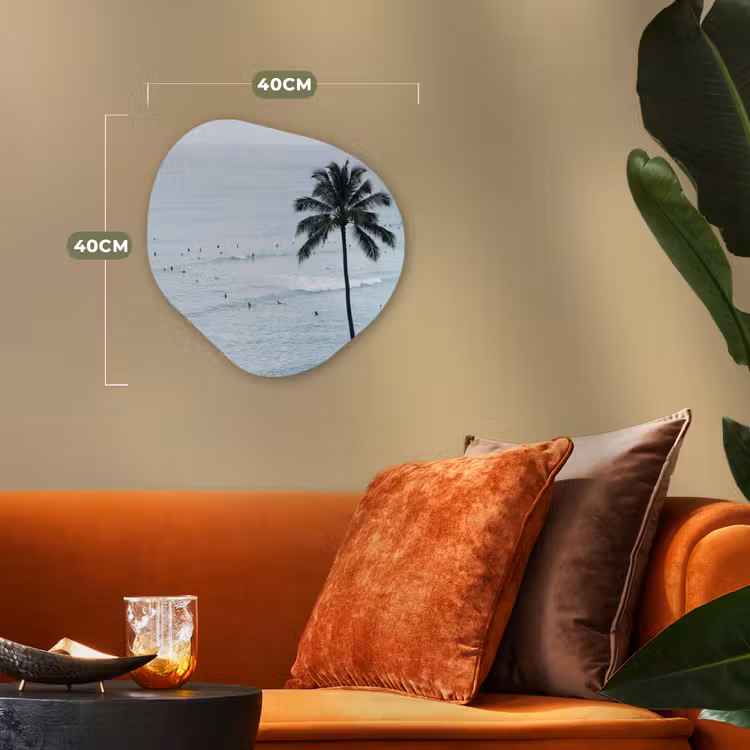 Oceaan - Palmbomen - Surfers Wandcirkel Organisch Forex 3mm klein -sfeer3