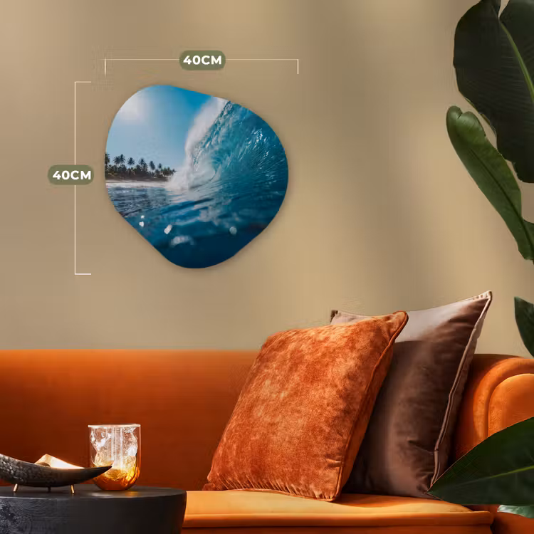 Oceaan - Golf - Strand - Natuur - Blauw Wandcirkel Organisch Forex 3mm klein -sfeer3