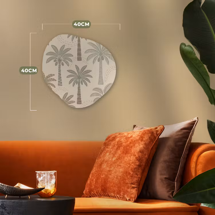 Palmbomen - Patroon - Tropisch - Beige Wandcirkel Organisch Forex 3mm klein -sfeer3