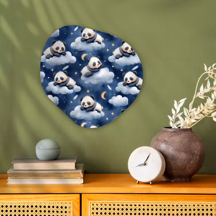 Panda's - Slapen - Blauw Wandcirkel Organisch Forex 3mm klein 629 -sfeer2