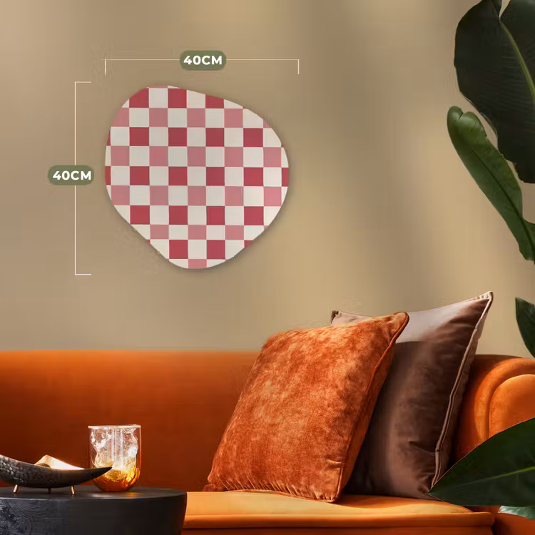 Patroon - Schaak - Roze Wandcirkel Organisch Forex 3mm klein 629 -sfeer3