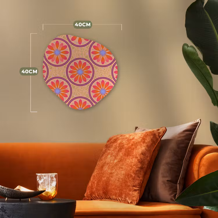 Patroon - Bloemen - Decoratief - Kleurrijk - Modern Wandcirkel Organisch Forex 3mm klein -sfeer3