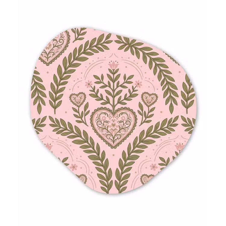 Patroon - Hart - Bloemen - Folkloristisch - Roze Wandcirkel Organisch Forex 3mm klein -3d