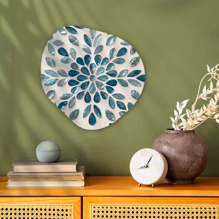 Patroon - Bladeren - Abstract - Modern - Turquoise Wandcirkel Organisch Forex 3mm klein -sfeer2