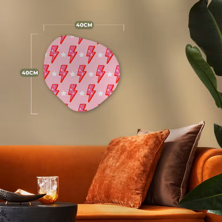 Patroon - Bliksem - Ster - Glitter - Roze Wandcirkel Organisch Forex 3mm klein -sfeer3