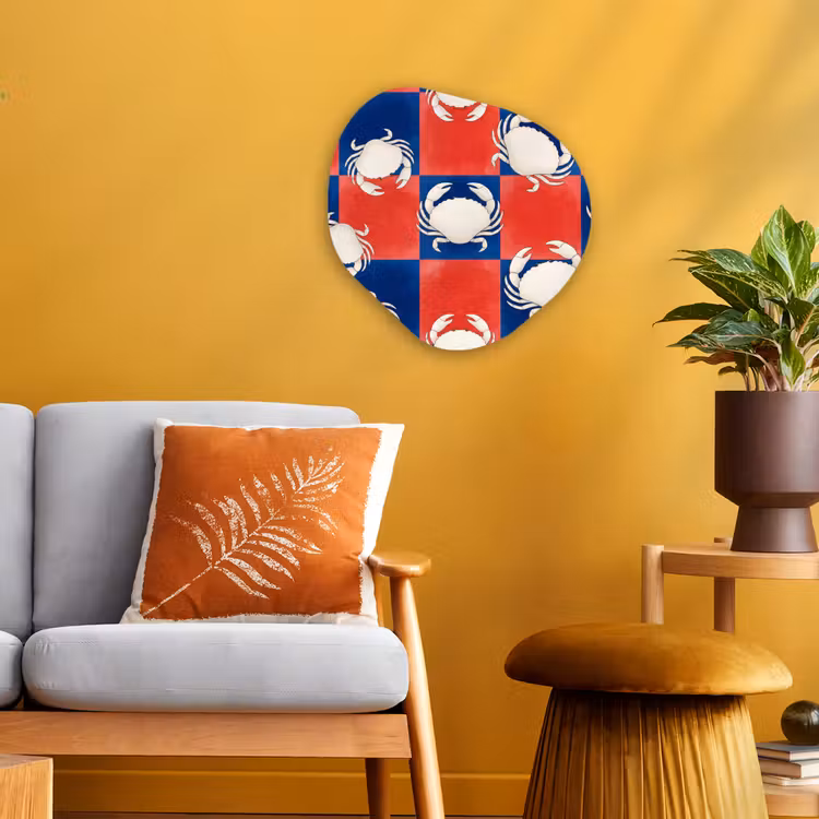 Patroon - Zeeleven - Rood - Blauw - Abstract Wandcirkel Organisch Forex 3mm klein -sfeer4