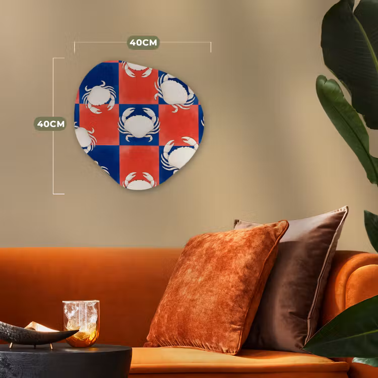 Patroon - Zeeleven - Rood - Blauw - Abstract Wandcirkel Organisch Forex 3mm klein -sfeer3