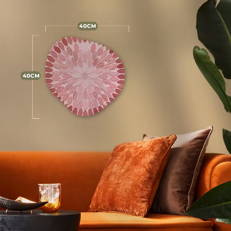 Patroon - Mozaïek - Ovaal - Abstract - Roze Wandcirkel Organisch Forex 3mm klein -sfeer3