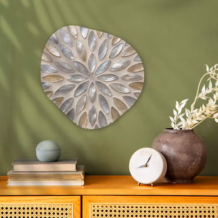 Patroon - Ovaal - Glanzend - Abstract - Beige Wandcirkel Organisch Forex 3mm klein -sfeer2
