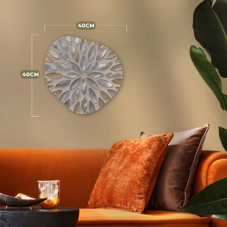 Patroon - Ovaal - Glanzend - Abstract - Beige Wandcirkel Organisch Forex 3mm klein -sfeer3