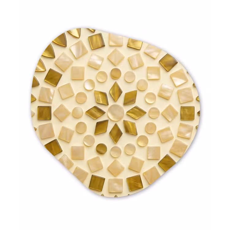 Patroon - Vormen - Mozaïek - Abstract - Goud Wandcirkel Organisch Forex 3mm klein -3d