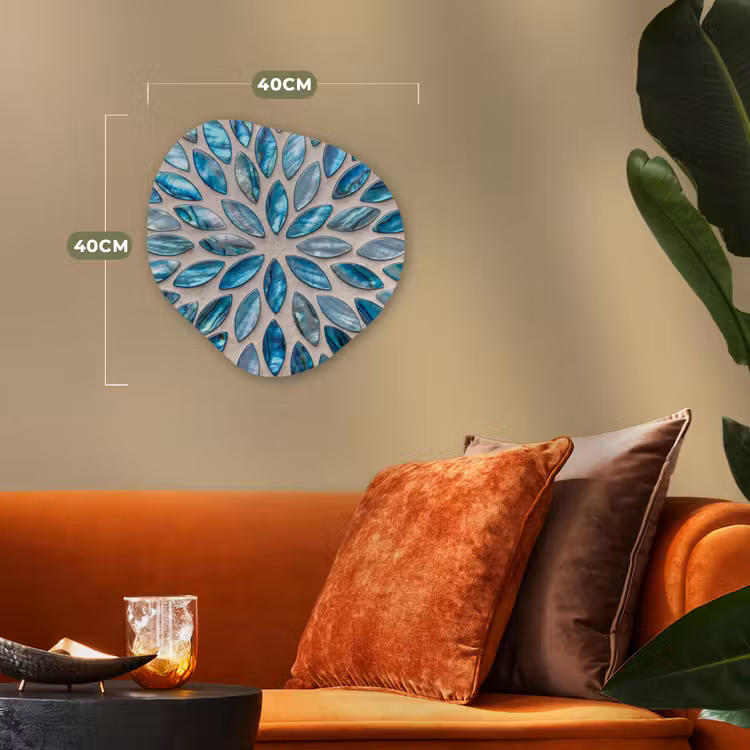 Patroon - Glans - Abstract - Blauw - Decoratie Wandcirkel Organisch Forex 3mm klein -sfeer3