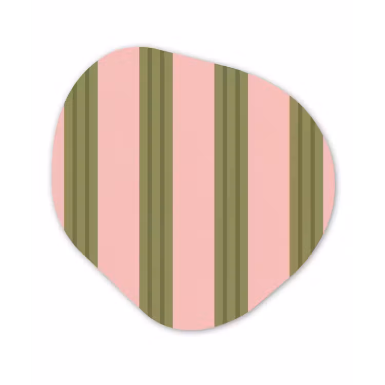 Patroon - Strepen - Abstract - Roze - Groen Wandcirkel Organisch Forex 3mm klein -3d
