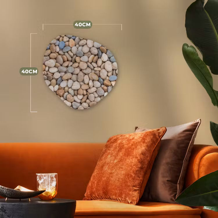 Kiezelstenen - Natuur - Textuur - Beige - Grijs Wandcirkel Organisch Forex 3mm klein -sfeer3