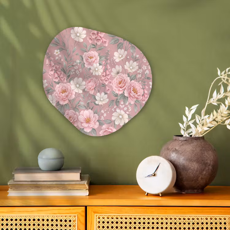 Pioenrozen - Vingerhoedskruid - Pink Wandcirkel Organisch Forex 3mm klein -sfeer2