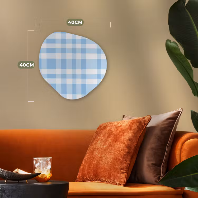 Ruit - Patroon - Blauw Wandcirkel Organisch Forex 3mm klein 629 -sfeer3