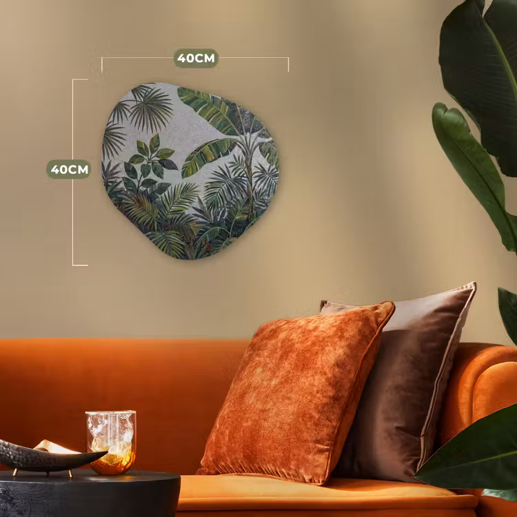 Planten - Tropisch - Mozaïek - Groen - Natuur Wandcirkel Organisch Forex 3mm klein -sfeer3