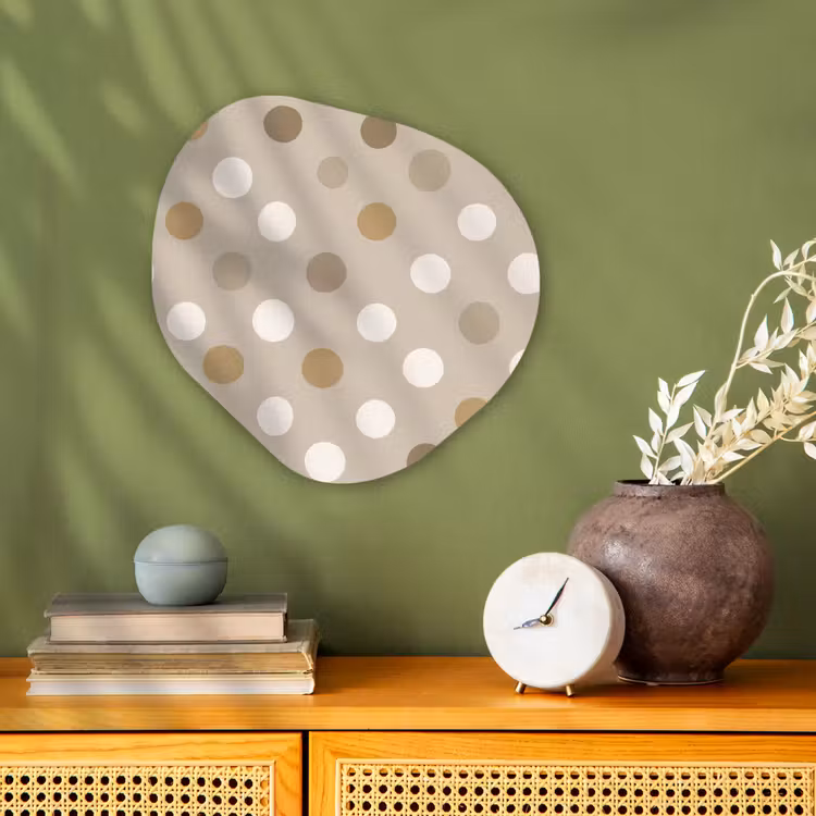 Polka - Dots - Beige Wandcirkel Organisch Forex 3mm klein 629 -sfeer2