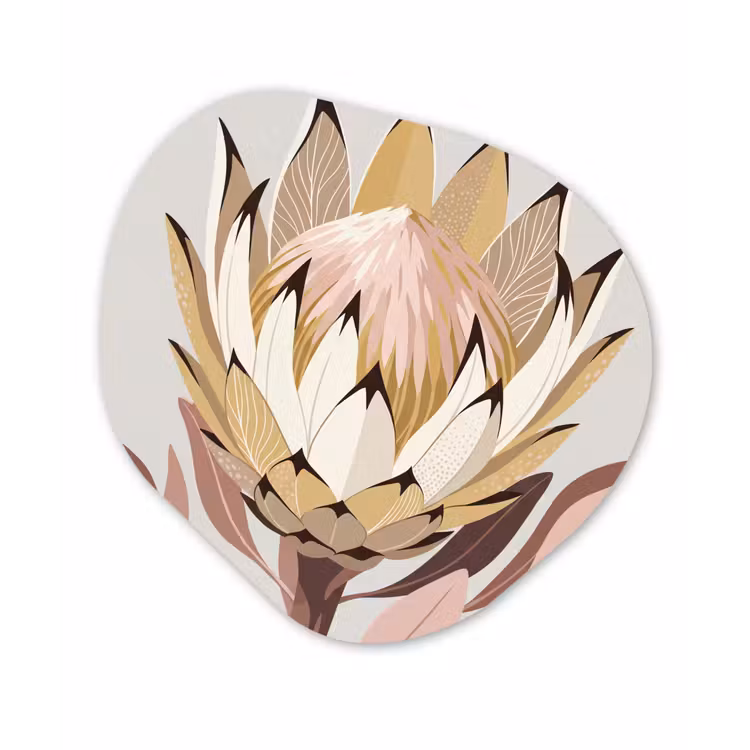 Protea - Bloem - Botanisch - Beige Wandcirkel Organisch Forex 3mm klein -3d