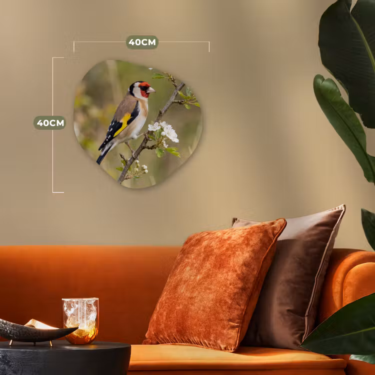 Putter - Bloesem - Lente - Natuur - Kleurrijk Wandcirkel Organisch Forex 3mm klein -sfeer3