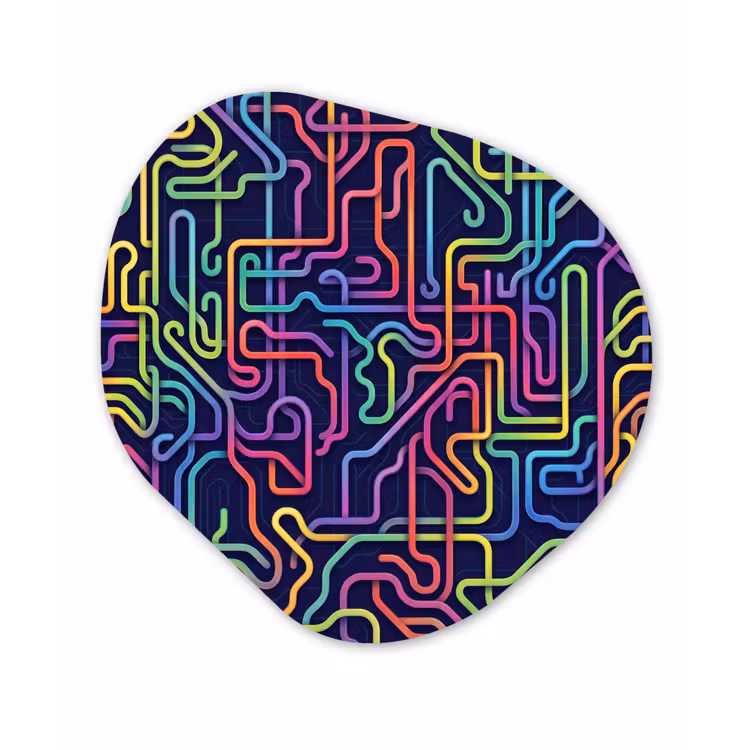 Retro - Abstract - Neon Wandcirkel Organisch Forex 3mm klein -3d