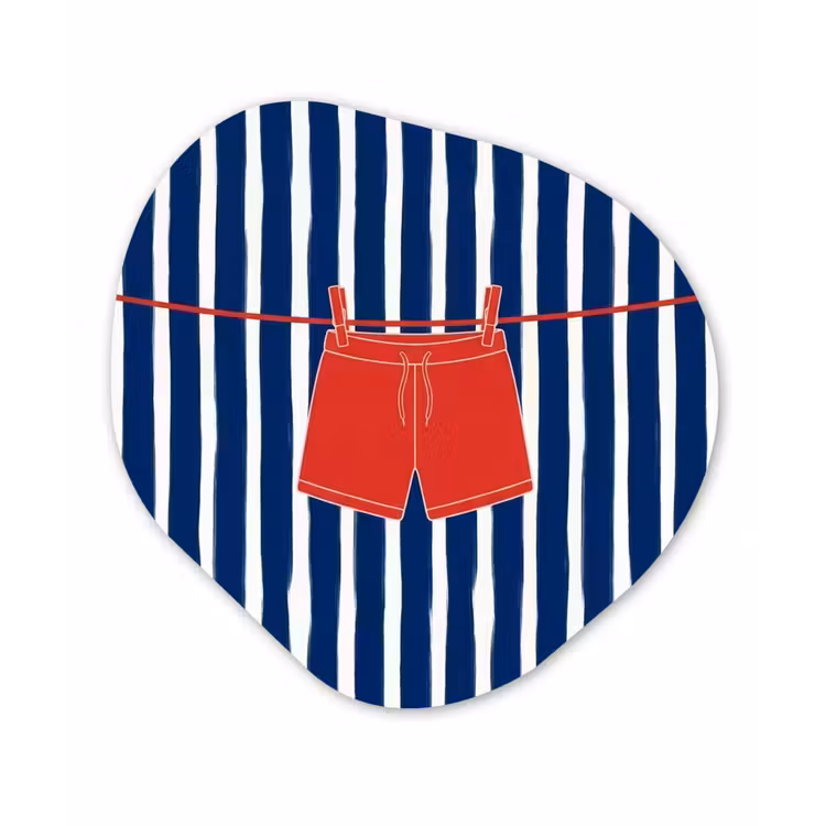 Shorts - Waslijn - Zomer - Illustratie - Rood Wandcirkel Organisch Forex 3mm klein -3d