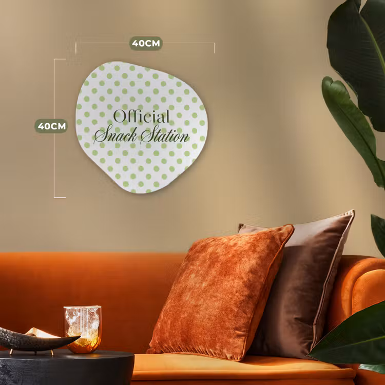 Snack Station - Groen - Stippen Wandcirkel Organisch Forex 3mm klein -sfeer3