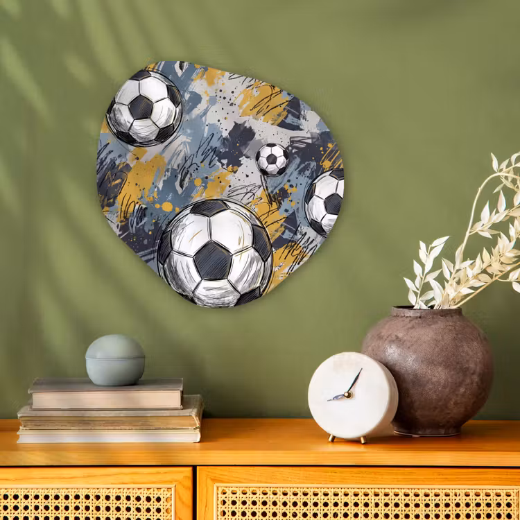 Voetbal - Abstract - Sport - Kleurrijk Wandcirkel Organisch Forex 3mm klein -sfeer2