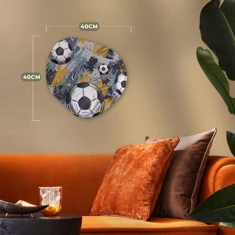 Voetbal - Abstract - Sport - Kleurrijk Wandcirkel Organisch Forex 3mm klein -sfeer3