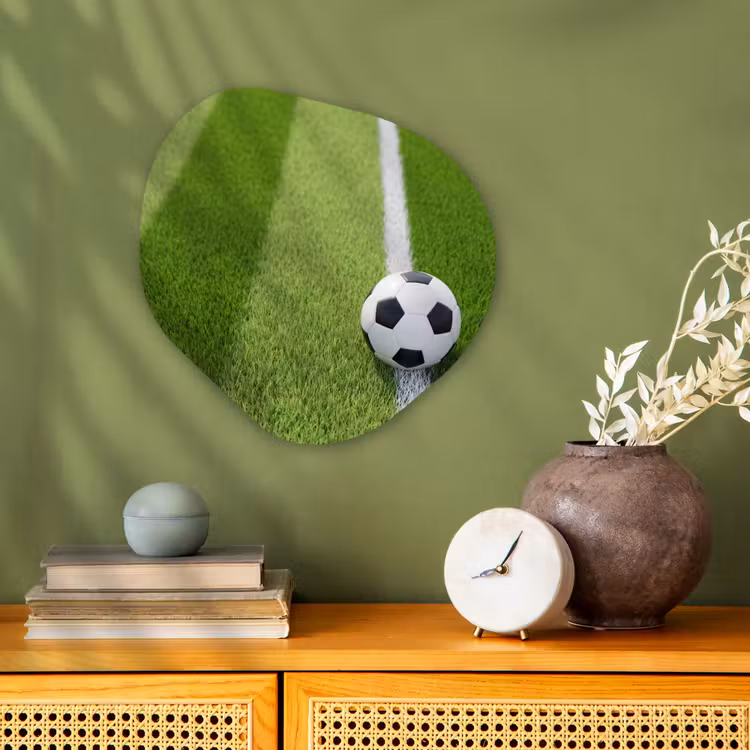 Voetbal - Grasveld - Sport - Groen Wandcirkel Organisch Forex 3mm klein -sfeer2