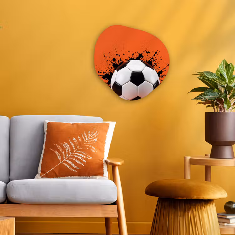 Voetbal - Verf - Sport - Oranje Wandcirkel Organisch Forex 3mm klein -sfeer4