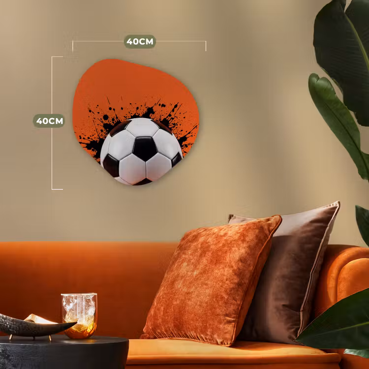 Voetbal - Verf - Sport - Oranje Wandcirkel Organisch Forex 3mm klein -sfeer3