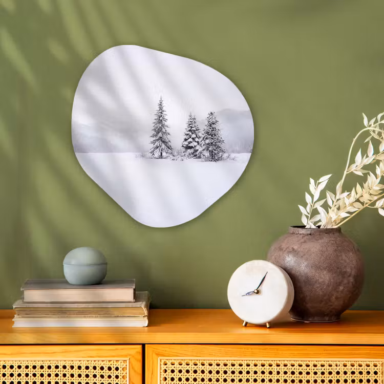 Fijnsparren - Sneeuw - Winter - Landschap - Stilte Wandcirkel Organisch Forex 3mm klein -sfeer2