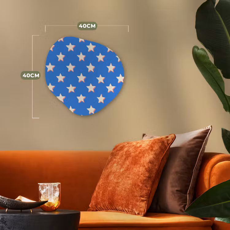 Sterren - Patroon - Blauw Wandcirkel Organisch Forex 3mm klein 629 -sfeer3
