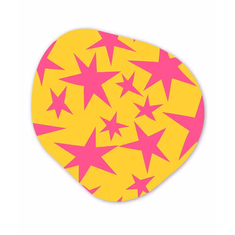 Sterren - Patroon - Roze - Geel Wandcirkel Organisch Forex 3mm klein 629 -3d