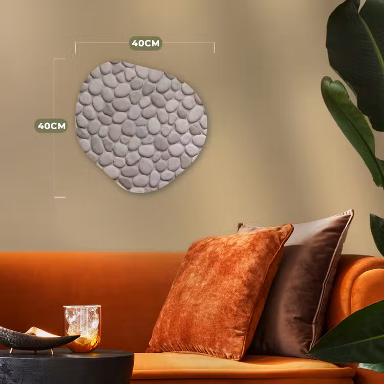 Steen - Kiezel - Natuur - Minimalistisch - Beige Wandcirkel Organisch Forex 3mm klein -sfeer3