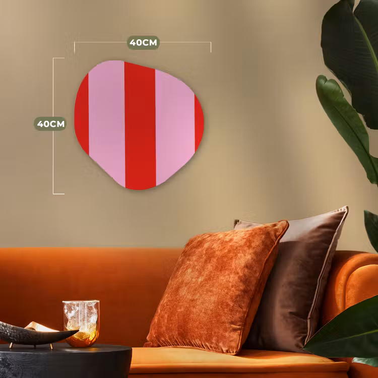 Strepen - Klassiek - Roze Wandcirkel Organisch Forex 3mm klein 629 -sfeer3