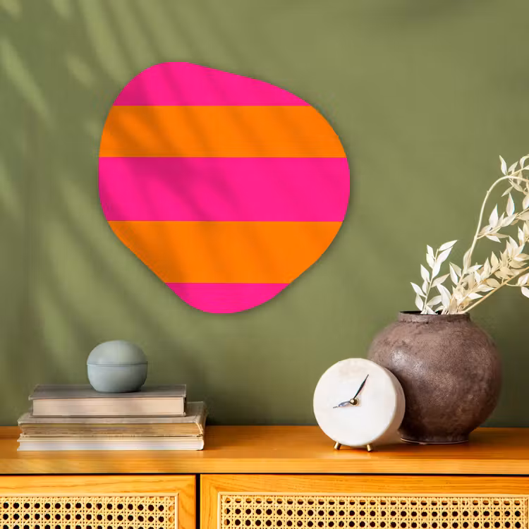 Strepen - Horizontaal - Roze Wandcirkel Organisch Forex 3mm klein 629 -sfeer2