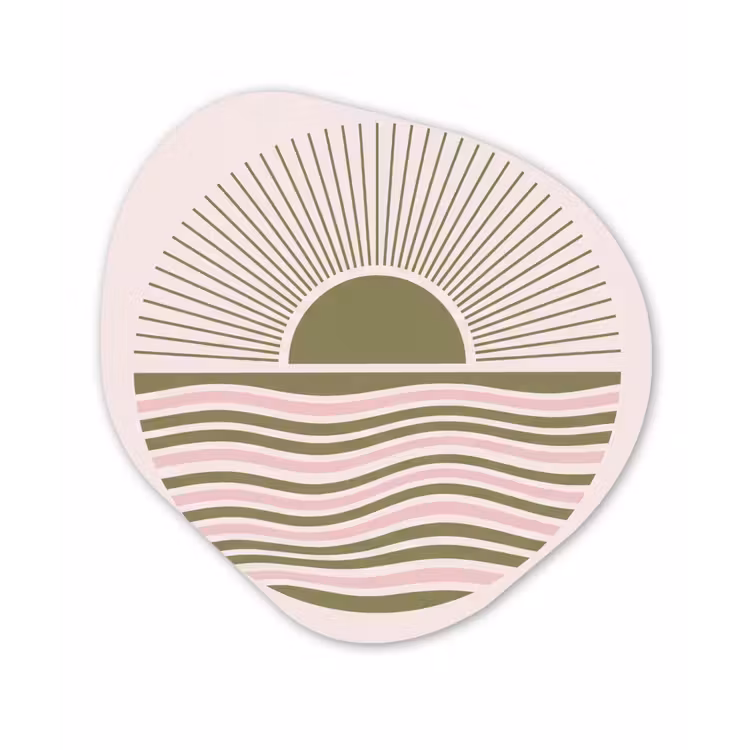 Zon - Zee - Abstract - Modern - Roze Wandcirkel Organisch Forex 3mm klein -3d