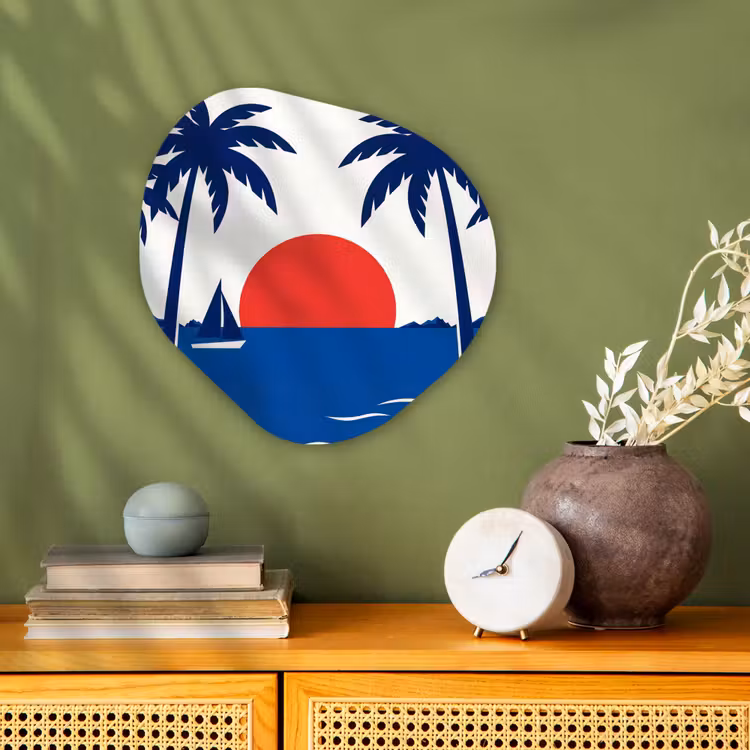 Zonsondergang - Zee - Palmboom - Tropisch - Modern Wandcirkel Organisch Forex 3mm klein -sfeer2