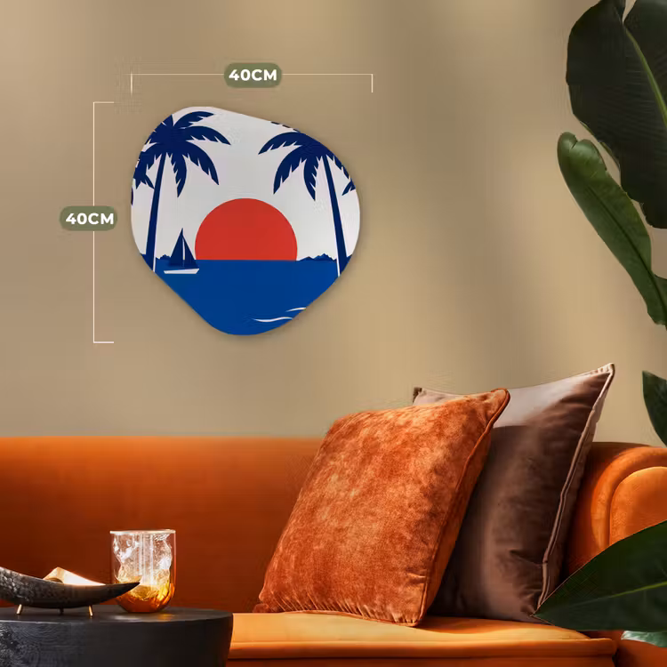 Zonsondergang - Zee - Palmboom - Tropisch - Modern Wandcirkel Organisch Forex 3mm klein -sfeer3