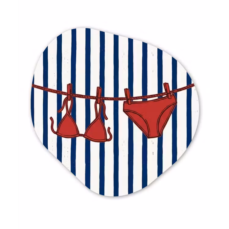 Badkleding - Waslijn - Zomer - Illustratie - Rood Wandcirkel Organisch Forex 3mm klein -3d