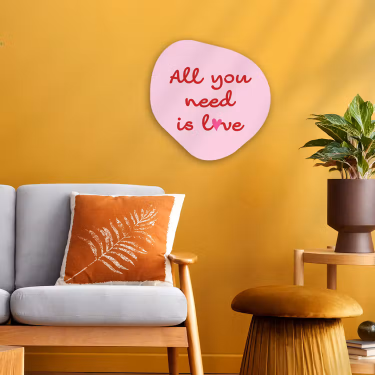 Tekst - Roze - Love - Hart Wandcirkel Organisch Forex 3mm klein -sfeer4